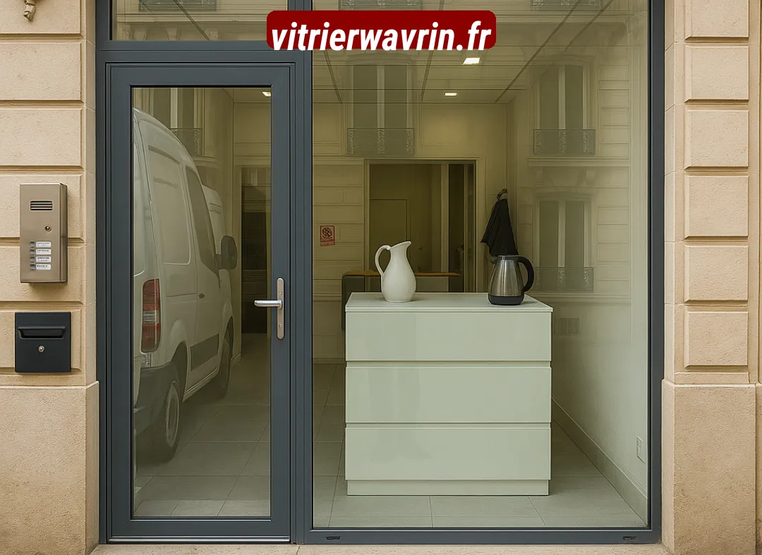 Façade vitrine de magasin en aluminium sur mesure à Wavrin